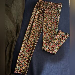 Rainbow fish scale mermaid leggings